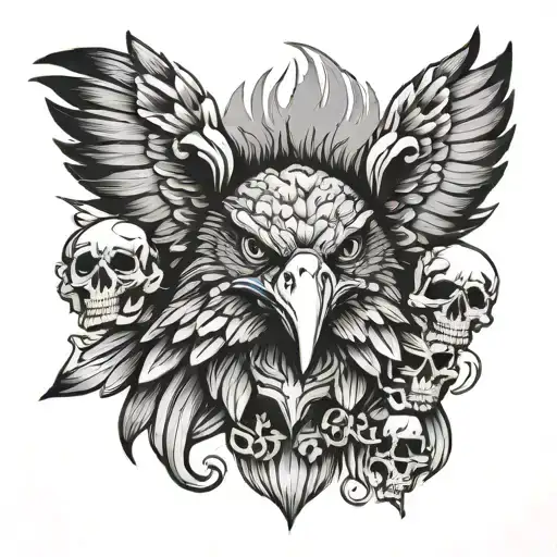 Eagle Head With Skulls