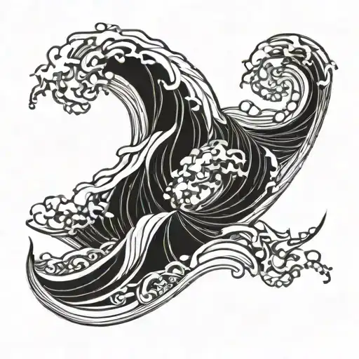 Stained Glass Ocean Waves Crashing In The Background