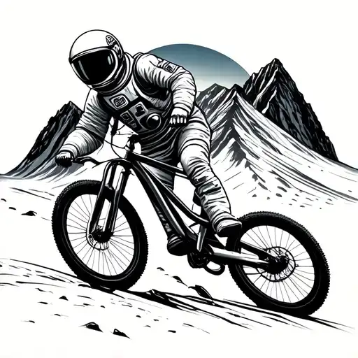 Astronaut Riding A Mountain Bike