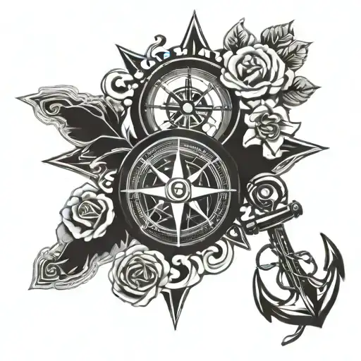 Compass And Rose Anchor And Music