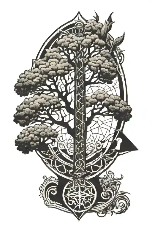 Tree Sword Scale Shield Geometric
