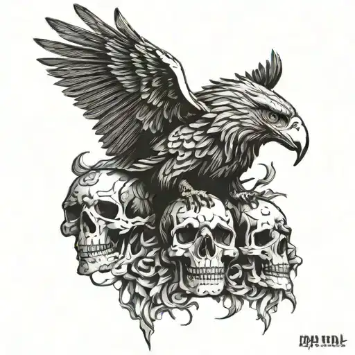 Imperial Eagle Head With Skulls