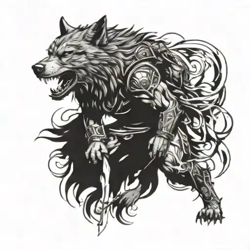A Fierce Wolf Warrior In Battle Stance