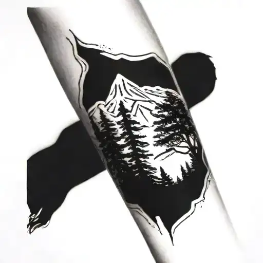 Half Sleeve Forearm Mountain Trees