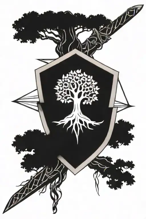 Tree Sword Scale Shield Geometric