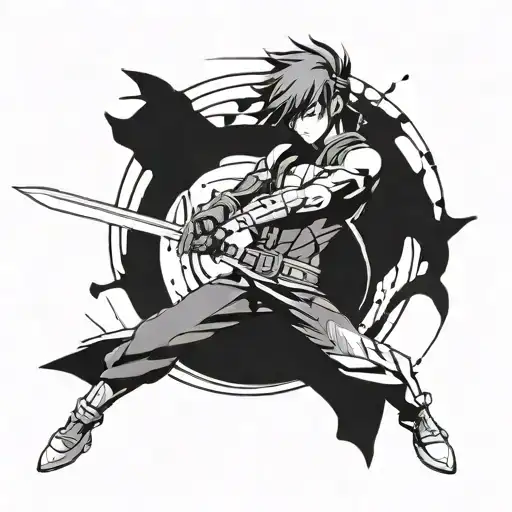 A Futuristic Anime Character Wielding A Sword In A Dynamic Pose