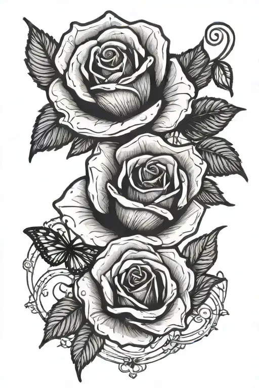 Single Rose Tattoo Design Incorporating Musical Notes
