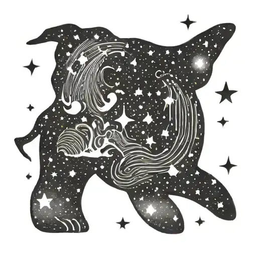 A Cosmic Dog Constellation Blending The Silhouette Of A Dog With Stars And Galaxies