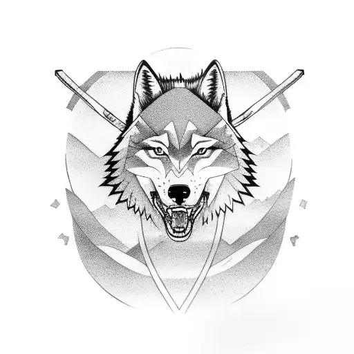 Samurai Walking With A Wolf On A Forrest