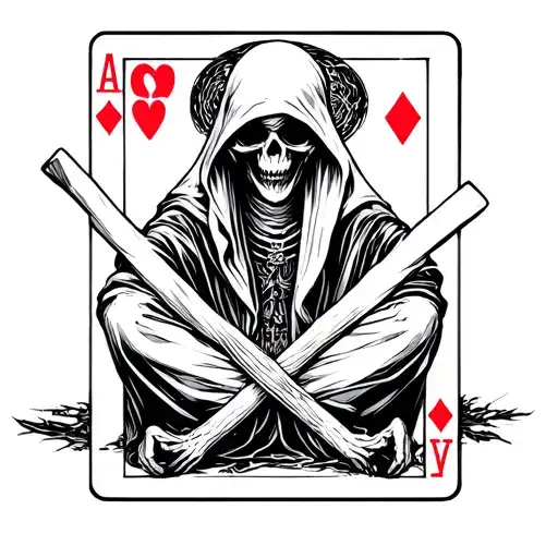 A Grim Reaper Sitting Criss Cross Playing Cards