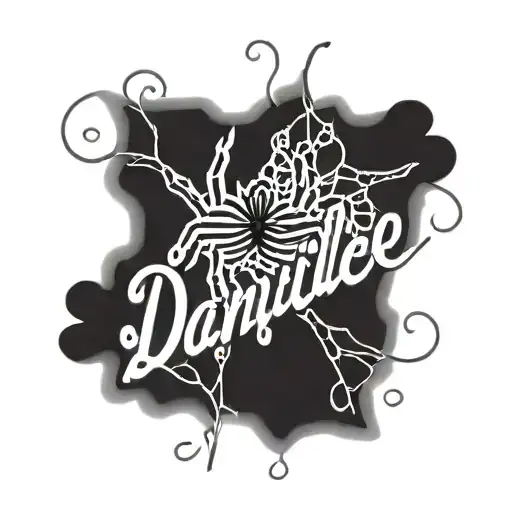 The Name Danielle In Cursive With A Spider Crawling On It