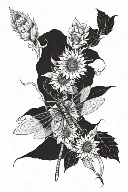 Sunflower Dragon Fly Botanical Garden Filled