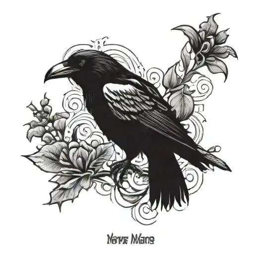 A Crow With The Phrase Never More
