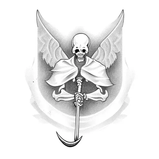 Grim Reaper With Sickle And Raven