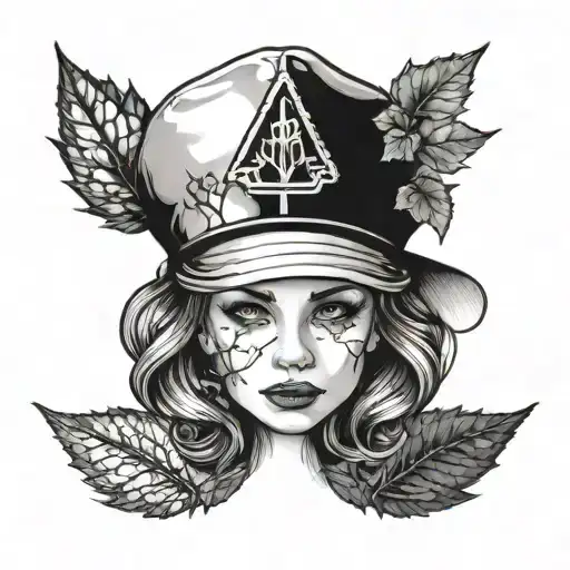 A Nurse's Cap Adorned With Forest Elements Like Leaves And Trees