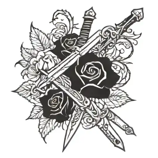 Sword With Roses And Vines
