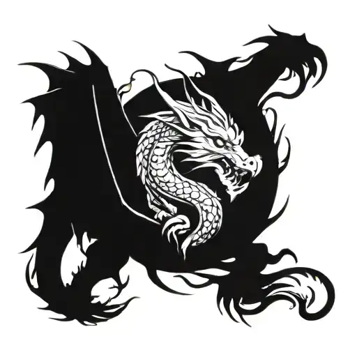 Mythical Dragon With 2 Young Dragons