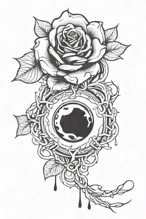 Black Rose Dripping Blood Moon Surrounded