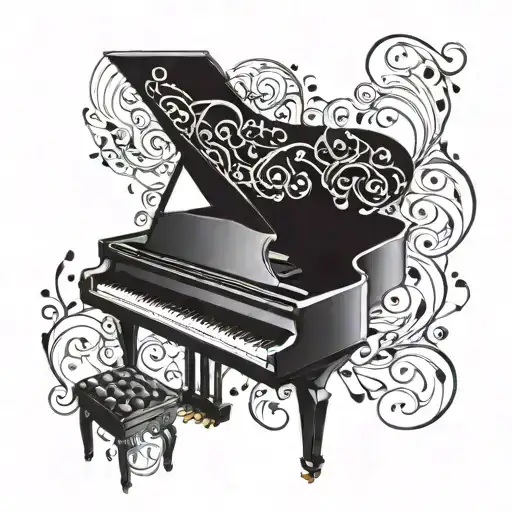 Incorporate A Grand Piano With Intricate Music Notes Swirling Around It