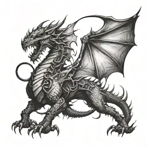 A Fierce Dragon Battling A Mythical Creature In A Post-apocalyptic Setting