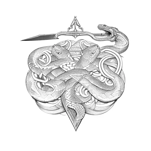 Medival Sword With Snake Wrapped Around It