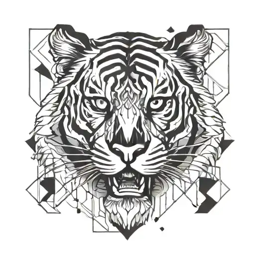 Incorporate Geometric Shapes Into A Stylized Ancient Tiger Design