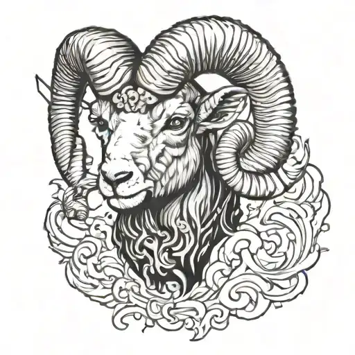 Black Ram Portrait Etch Design