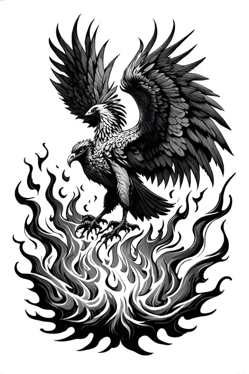 Phoenix Rising From Fire Flames And Ashes