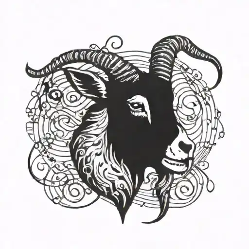 Goat Face And Music Notes