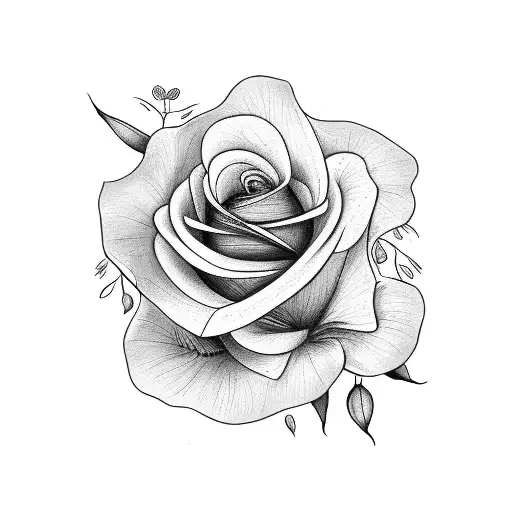 Outline Of Rose And Honeysuckle Flower