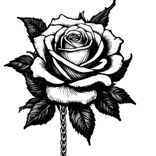 Cross Whit Rose Chain Wrapped