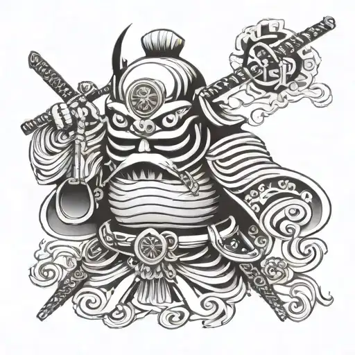 Incorporate Elements Of Japanese Samurai Armor Into A Daruma Doll Design