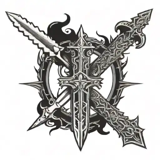 A Sword With Wings And A Crown Of Thorns On The Sword