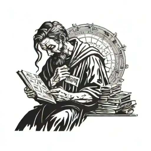 A Stoic Philosopher Reading A Book With Money Falling From The Pages