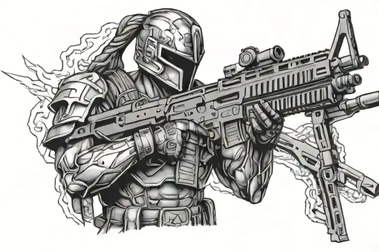 Spartan Soldier Holding Ar15