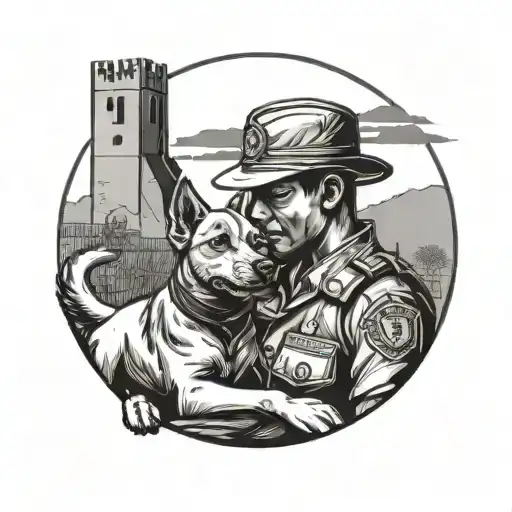 A Prison Guard With A Dog In A Brazilian Setting