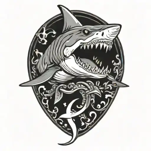 Shark That Has An Anchor In Their Mouth Wearing A Sailor Hat
