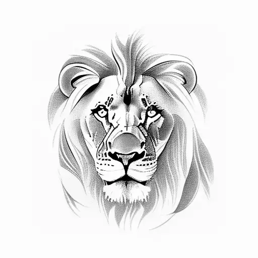 Male Lion With Lion Cub In Black And White