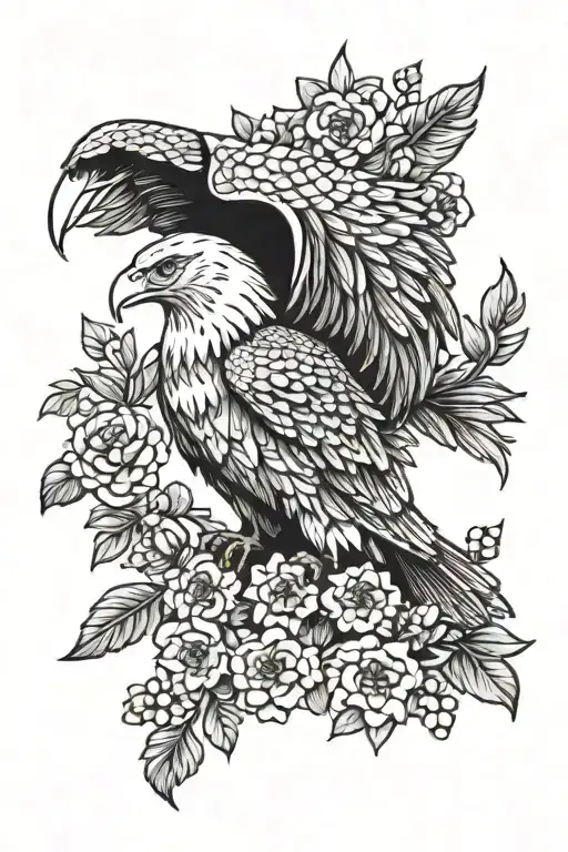 Eagle With Flowers