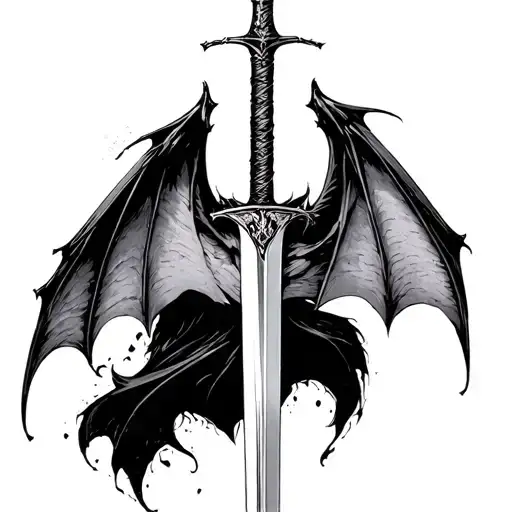 Bat Wings And A Sword In The Middle
