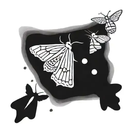 Moths Flying In Line