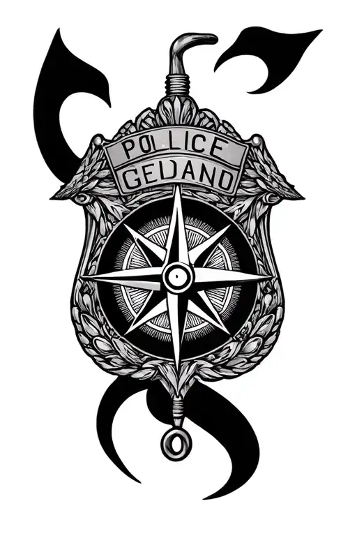 A Police Badge With A Compass Rose Design Symbolizing Guidance And Protection