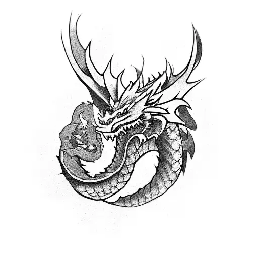 Large Dragon With Curled Tail