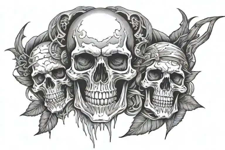 Skull And Army Sleeve Tattoo Design