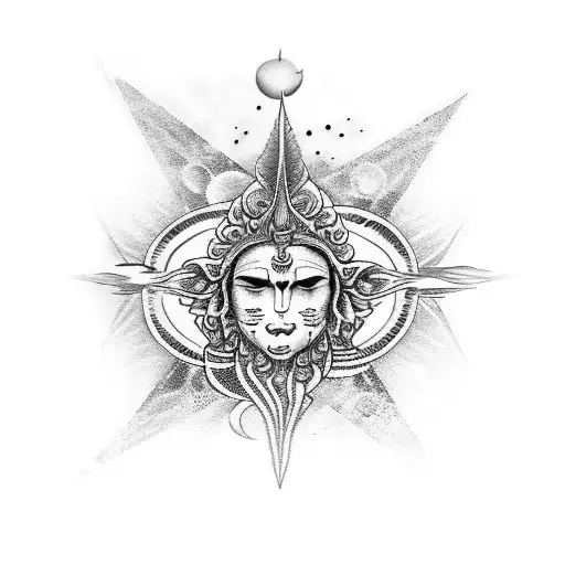 Moon Stars With Shiva Written In Words