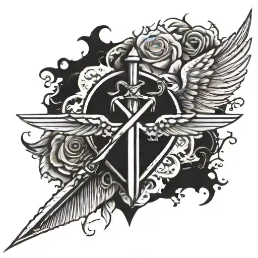 No Rest No Story With A Dagger And Wings In The Center