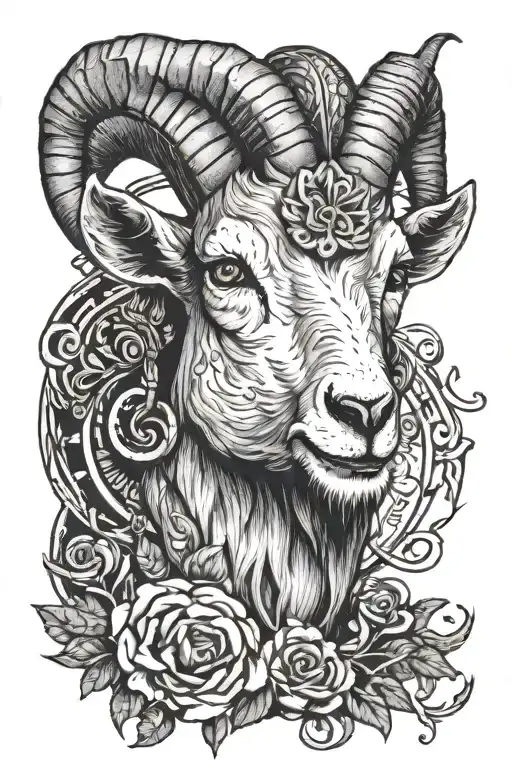 Goat Face And Music Notes