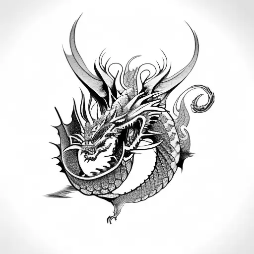 Large Dragon With Curled Tail