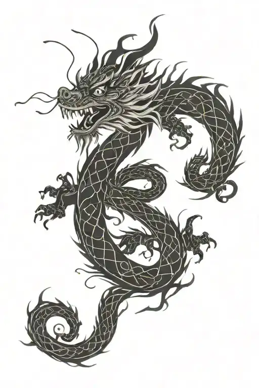 Chinese Dragon With Vines