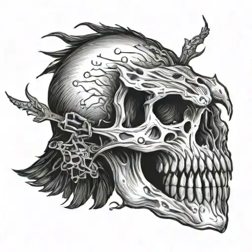 Crow Skull Sleeve Tattoo Design